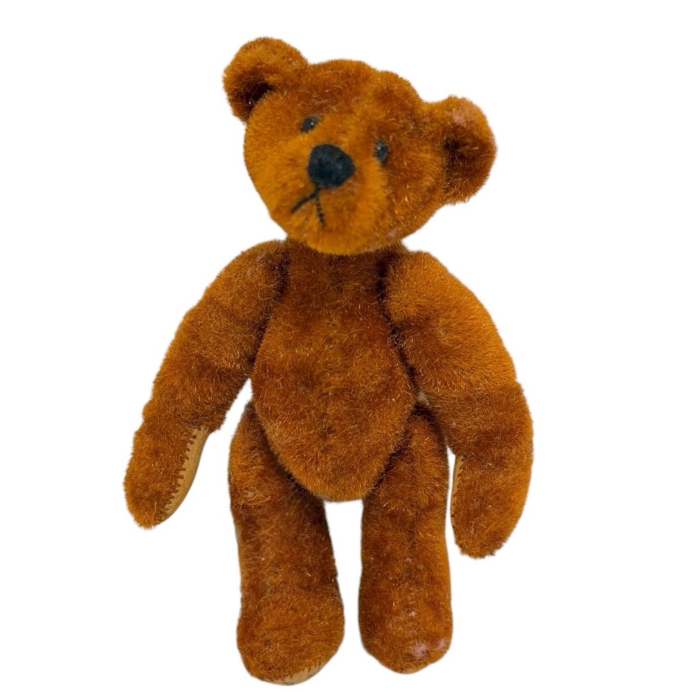 Vintage Little Gem Teddy Bear Miniature Fully Jointed Teddy Bear Signed 2.5"‎